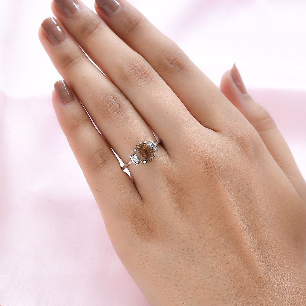 Andalusite and Diamond Solitaire Ring in Platinum Overlay Sterling Silver 2.01 Ct.