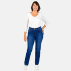 TAMSY - Angelina Relaxed Skinny Stretch Jean (Size 26) - Mid Blue