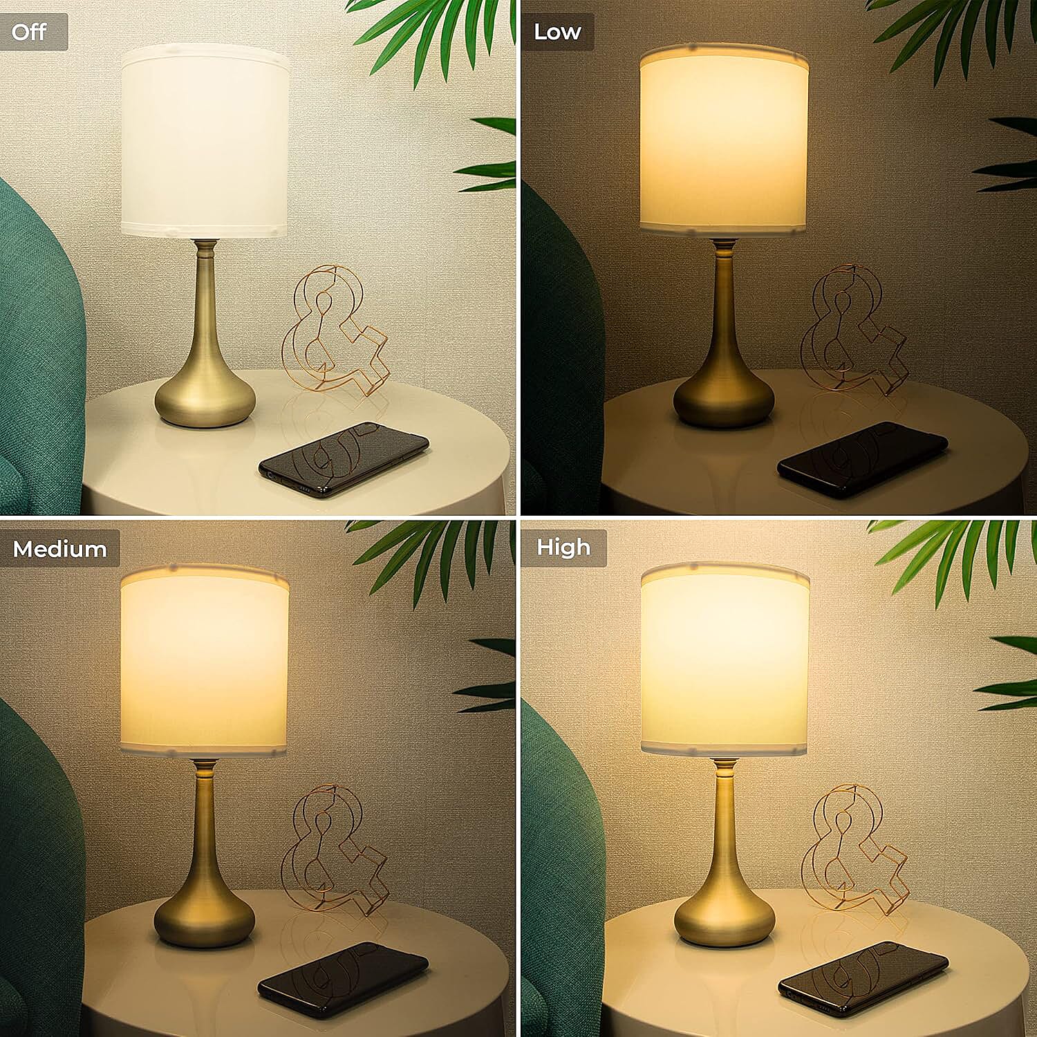 Sarav Chrome Touch Lamp with Grey Shade 8046231 5
