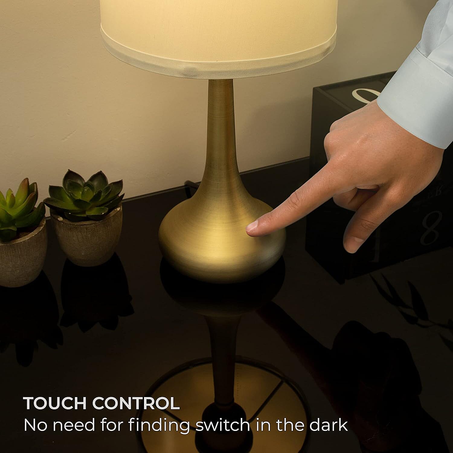 Sarav Chrome Touch Lamp with Grey Shade 8046231 7