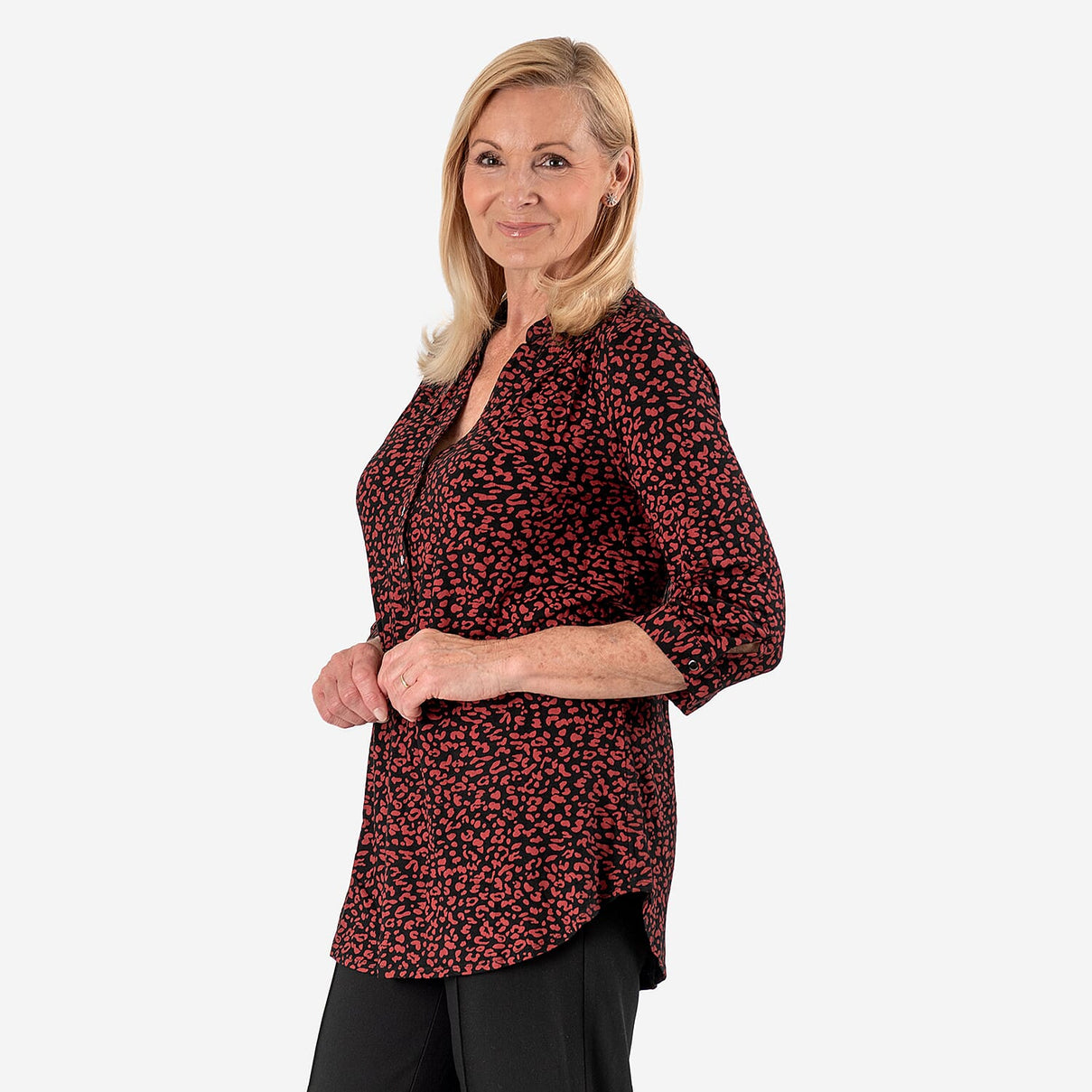 Animal Print Relaxed Fit Shirt (Size - 18) - Maroon 8064693 1