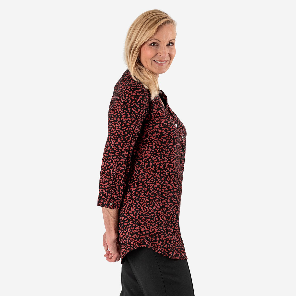 Animal Print Relaxed Fit Shirt (Size - 18) - Maroon 8064693 3