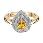 Luxuriant 9K Yellow Gold AAA Loop Clean Chantaburi Yellow Sapphire & Lab Grown Diamond (SI-GH) Ring 1.03 Ct.