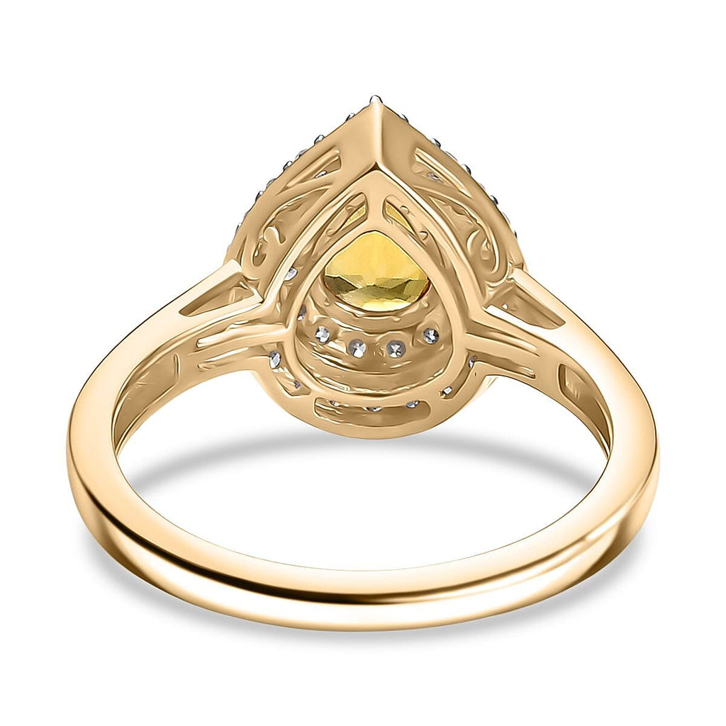 Luxuriant 9K Yellow Gold AAA Loop Clean Chantaburi Yellow Sapphire & Lab Grown Diamond (SI-GH) Ring 1.03 Ct.