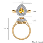 Luxuriant 9K Yellow Gold AAA Loop Clean Chantaburi Yellow Sapphire & Lab Grown Diamond (SI-GH) Ring 1.03 Ct.