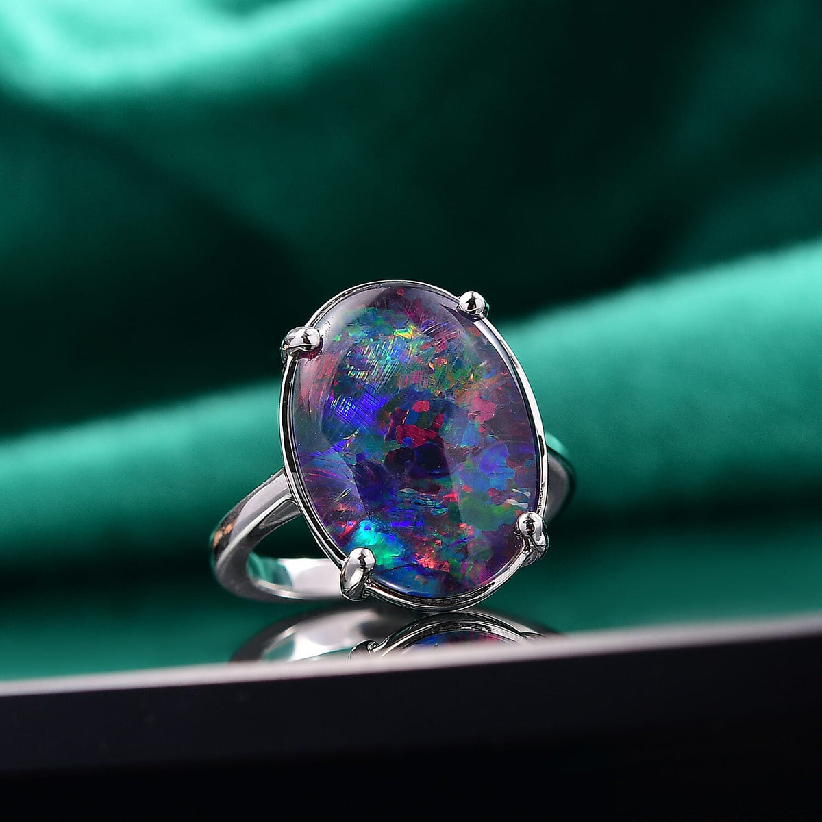RHAPSODY 950 Platinum AAAA Australian Boulder Opal (18X13mm) Solitaire Ring 8152774 2