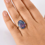 Rhapsody 950 Platinum AAAA Australian Boulder Opal (18X13mm) Solitaire Ring, Platinum Wt.7.30 Gms.