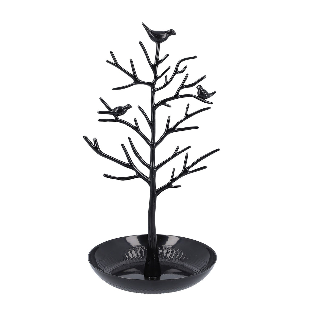 Antique Birds on Tree Stand Jewellery Holder Display in Black