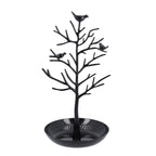 Antique Birds on Tree Stand Jewellery Holder Display in Black