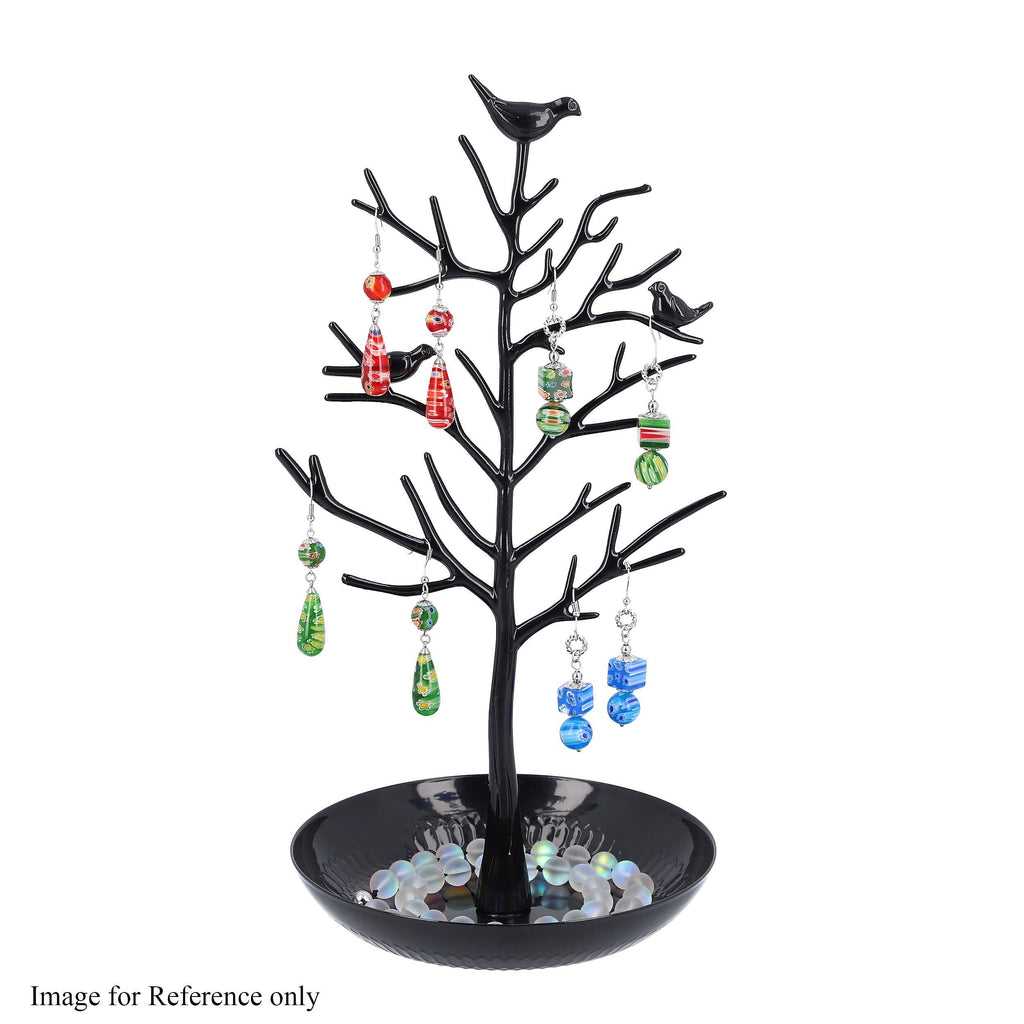 Antique Birds on Tree Stand Jewellery Holder Display in Black