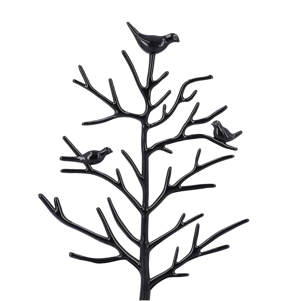 Antique Birds on Tree Stand Jewellery Holder Display in Black