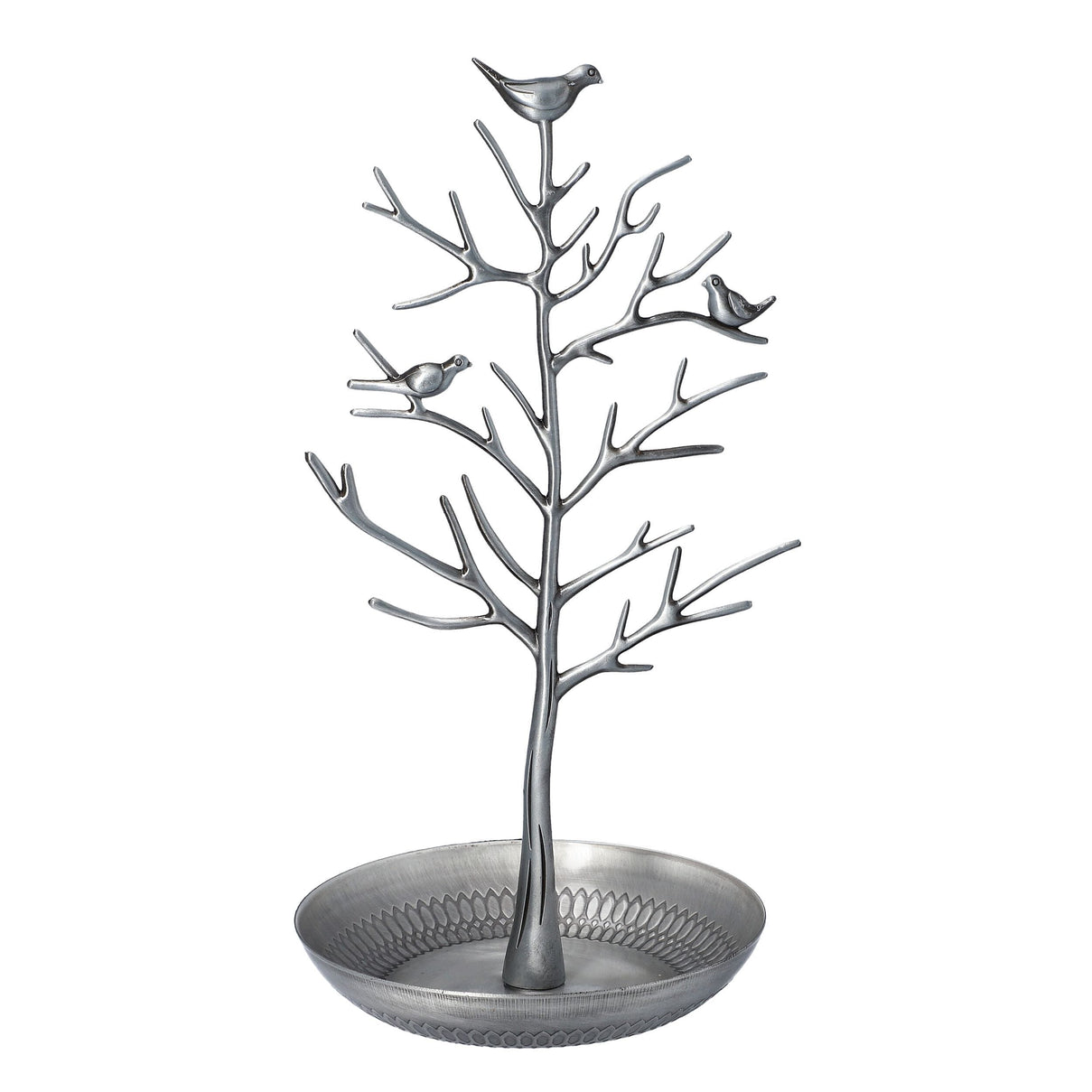 Antique Birds on Tree Stand Jewellery Holder Display in Silver Colour (Size 30x15 Cm) 6039247 0