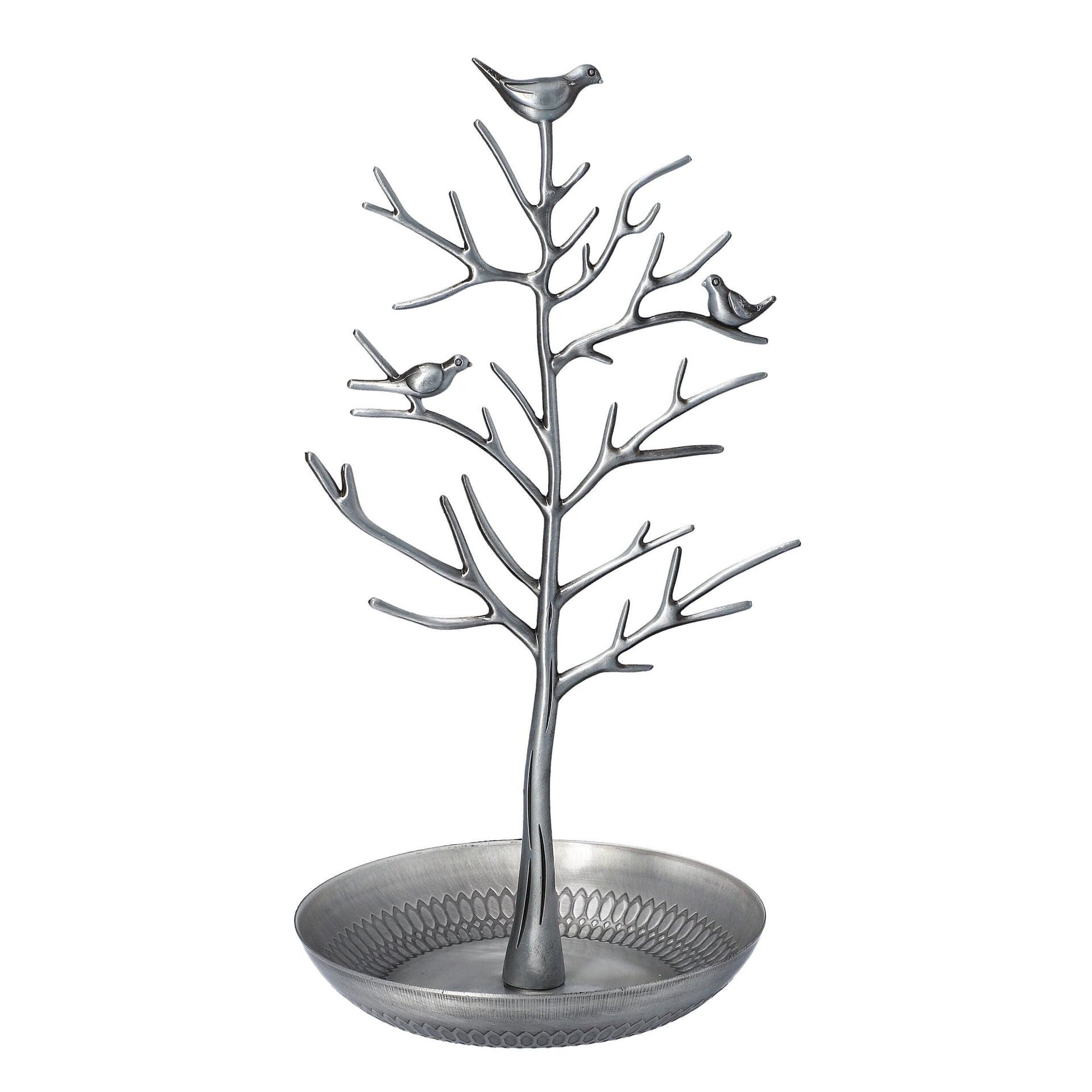 Antique Birds on Tree Stand Jewellery Holder Display in Silver Colour (Size 30x15 Cm) 6039247 0