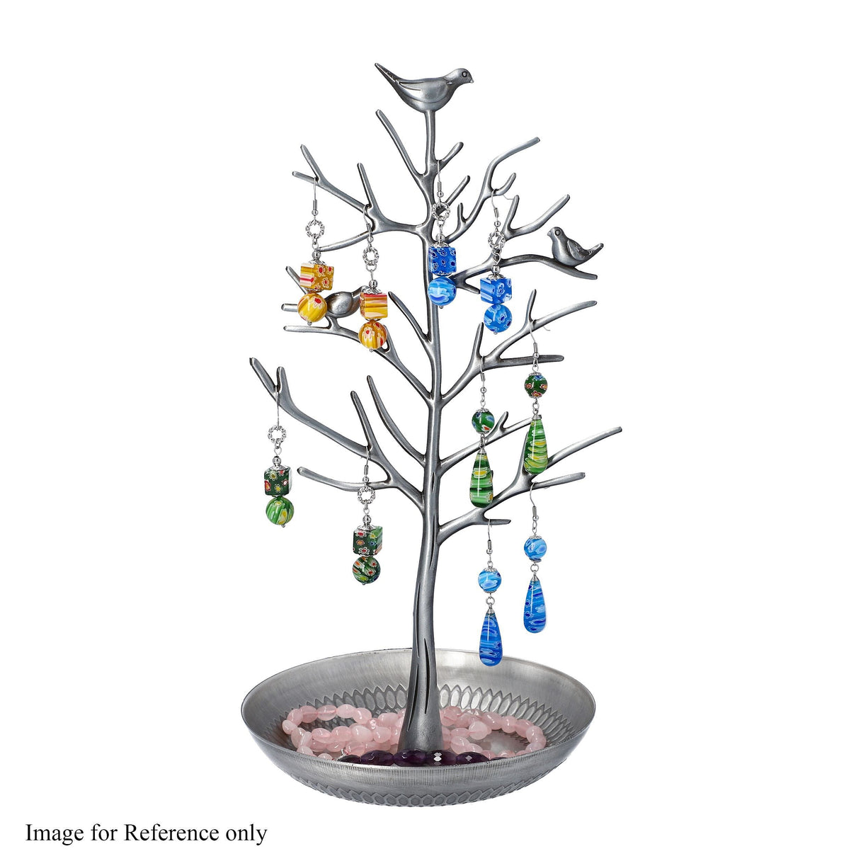 Antique Birds on Tree Stand Jewellery Holder Display in Silver Colour (Size 30x15 Cm) 6039247 2