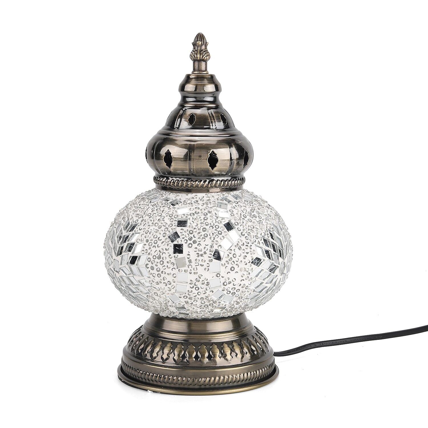 Handmade Moroccan Style Mosaic Table Lamp - White 8126293 0