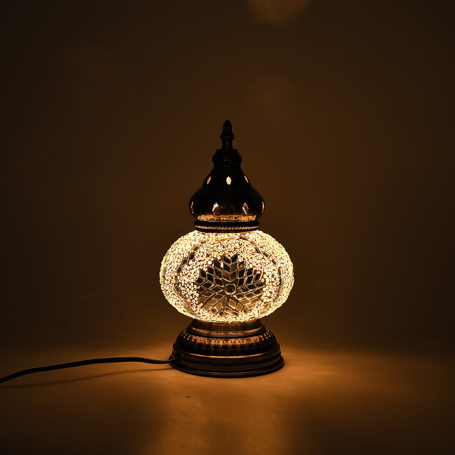 Handmade Moroccan Style Mosaic Table Lamp - White 8126293 2