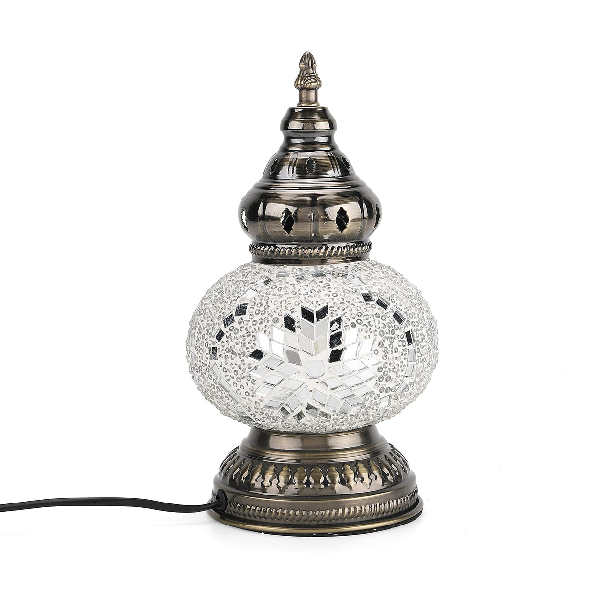 Handmade Moroccan Style Mosaic Table Lamp - White 8126293 3