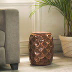 Antique Hammered Pattern Bronze Finished Stool with Storage (Size 14x11x11 Cm)
