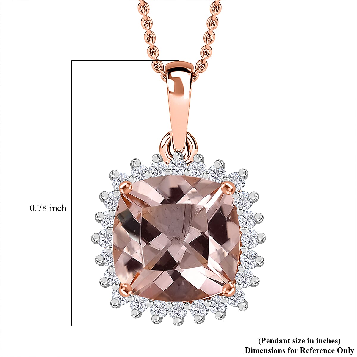 Certified &amp; Appraised LUXORO AAA Morganite, White Diamond Halo Pendant in 10K Rose Gold, 4.14 Ct. 8084274 6
