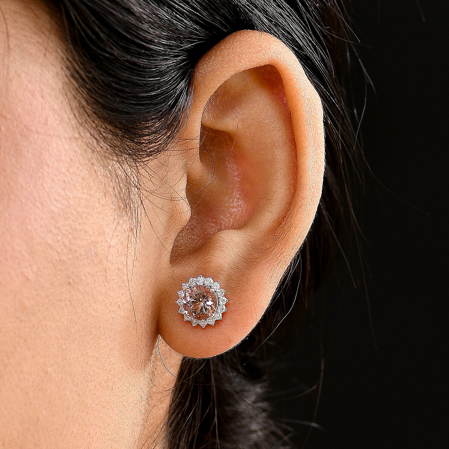 Certified &amp; Appraised LUXORO AAA Morganite, White Diamond Halo Push Post Earring in 10K Rose Gold, (I2) 3.22 Ct. 8084332 10