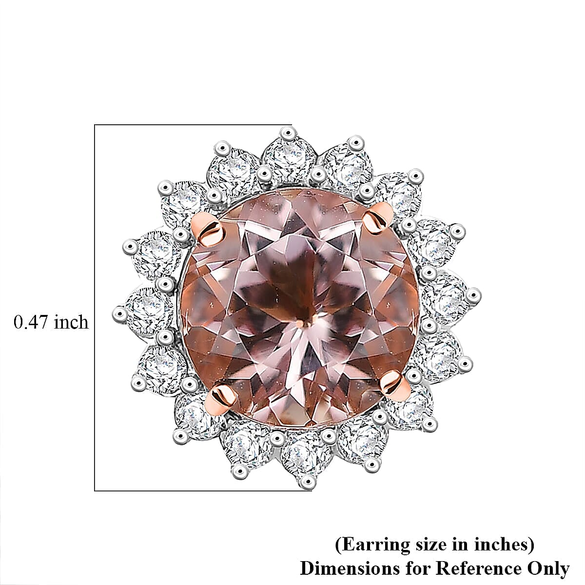 Certified &amp; Appraised LUXORO AAA Morganite, White Diamond Halo Push Post Earring in 10K Rose Gold, (I2) 3.22 Ct. 8084332 12