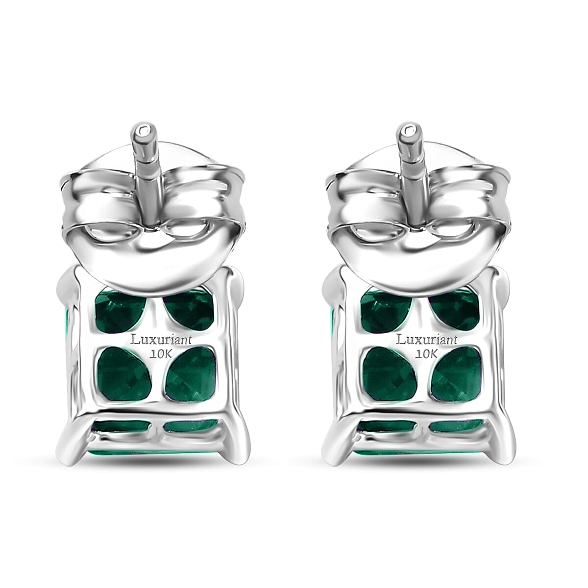 LUXURIANT AAA Lab Grown Emerald, Lab Grown Diamond Earrings in 10K White Gold (G-H, SI) 8114839 4