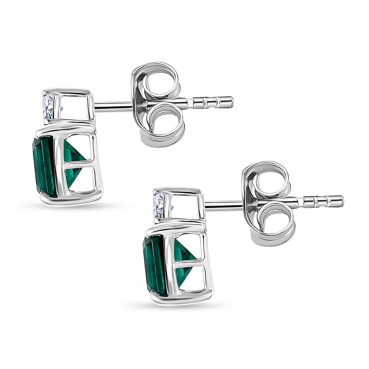 LUXURIANT AAA Lab Grown Emerald, Lab Grown Diamond Earrings in 10K White Gold (G-H, SI) 8114839 5