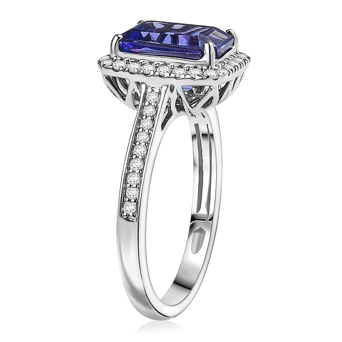 Certified &amp; Appraised RHAPSODY 950 Platinum AAAA Tanzanite White Diamond VS-EF Halo Ring, 4.41  Ct. 8084232 3