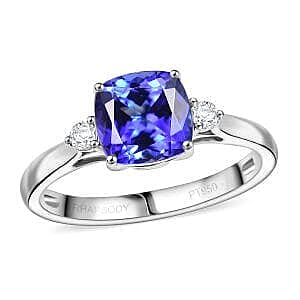 Certified &amp; Appraised RHAPSODY 950 Platinum AAAA Tanzanite ring with White Diamond 2.79 Ct. 8084532 2