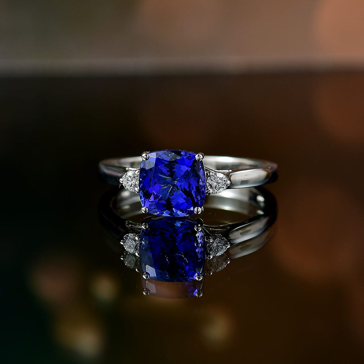 Certified &amp; Appraised RHAPSODY 950 Platinum AAAA Tanzanite ring with White Diamond 2.79 Ct. 8084532 4