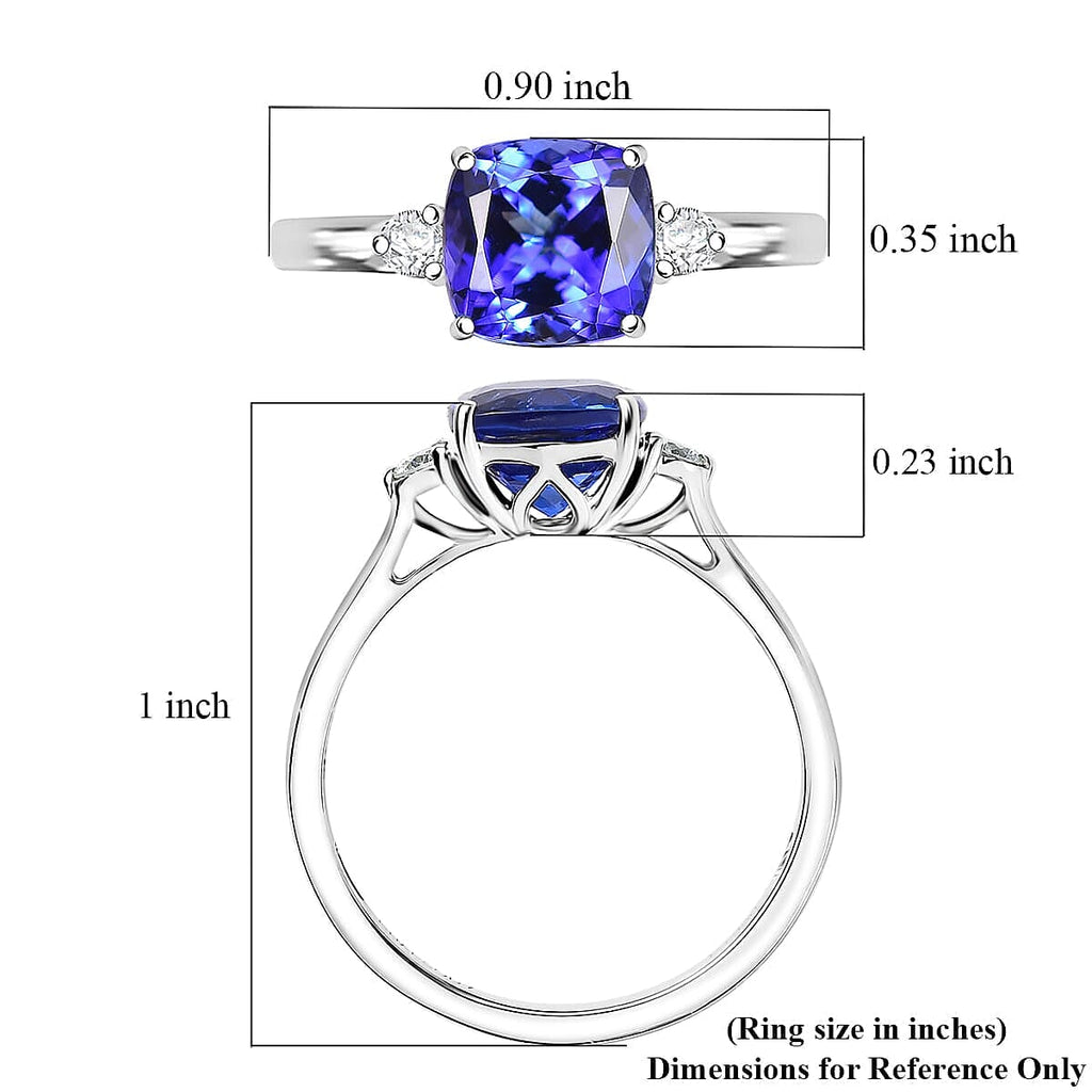 RHAPSODY 950 Platinum AGI Certified AAAA Tanzanite & (VS-E-F) White Diamond Solitaire Ring 2.79 Ct.