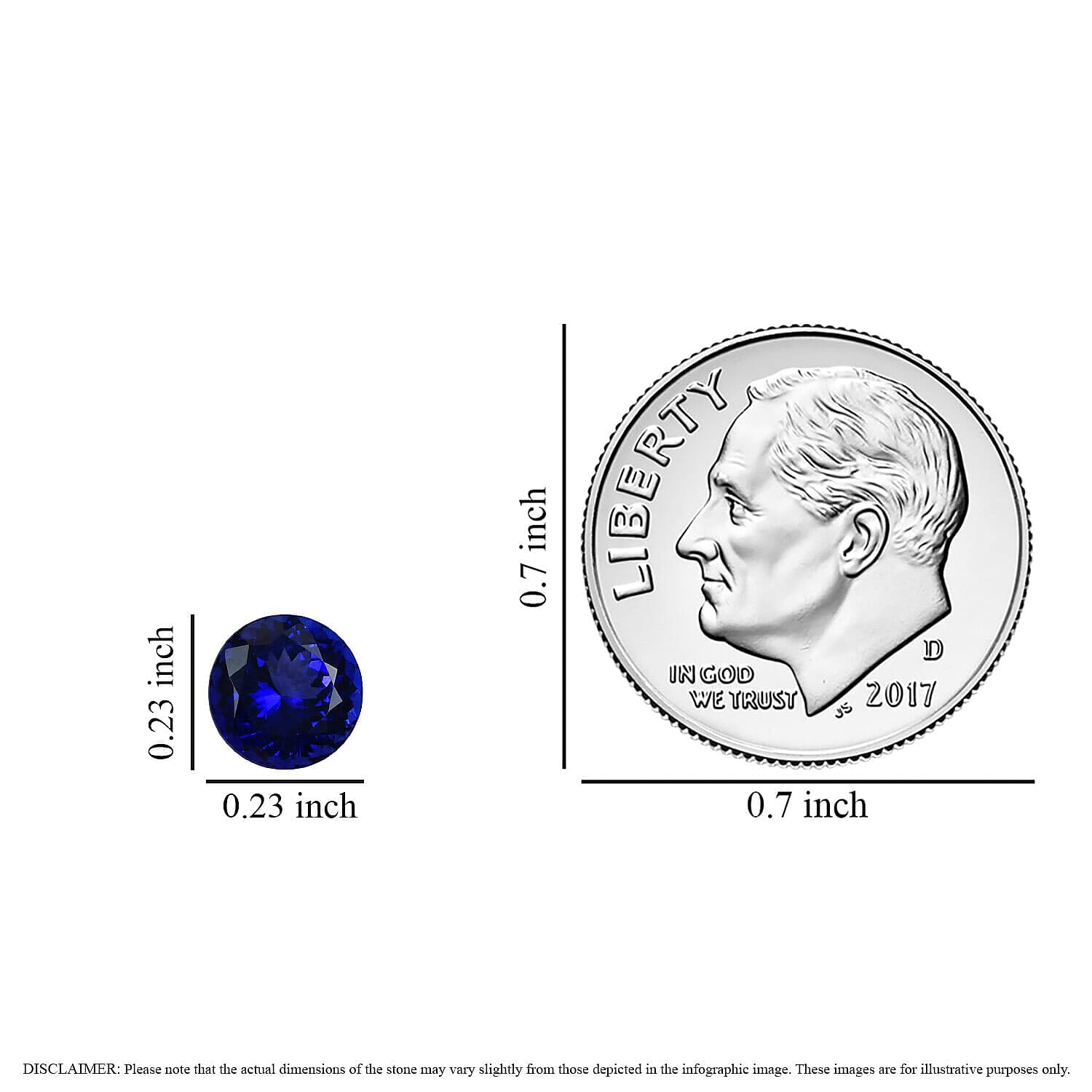 Certified &amp; Appraised 0.8 Ct. AAAA Tanzanite Loose Gemstone in Round Shape (6 MM) 6303570 1