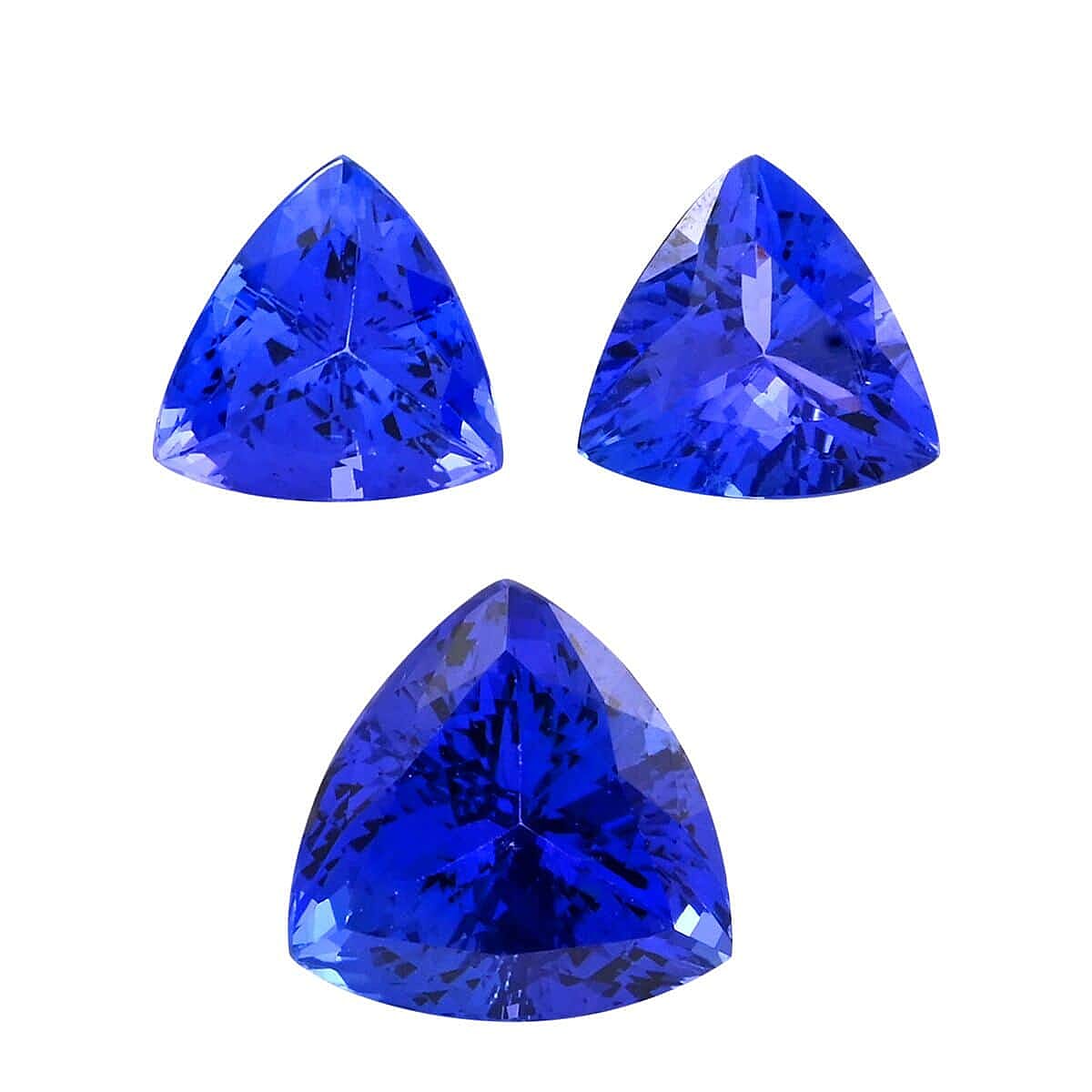 Certified &amp; Appraised 15.51 Ct. Set of 3 AAAA Tanzanite Loose Gemstones in Trillion Shape 7861941 0