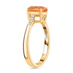 10K Yellow Gold  AAA   Imperial Topaz ,  White Diamond  I2 Ring 2.15 ct,  Gold Wt. 2.95 Gms  2.150  Ct.