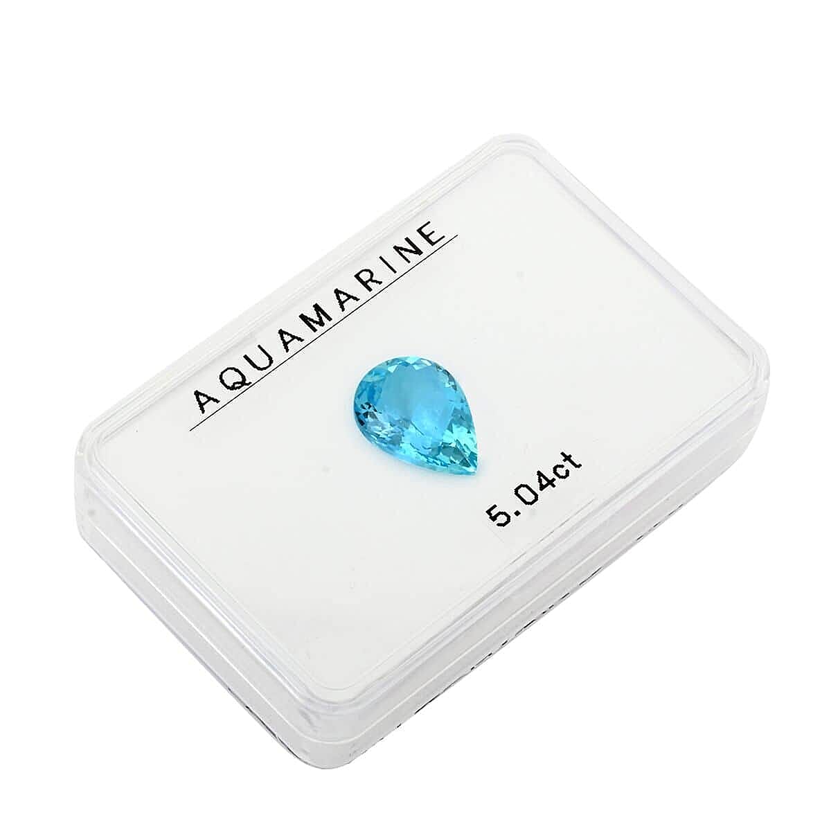 Certified &amp; Appraised 5.04 Ct. AAAA Santa Maria Aquamarine Loose Gemstone in Pear Shape (14 x 10.2MM) 7861945 3