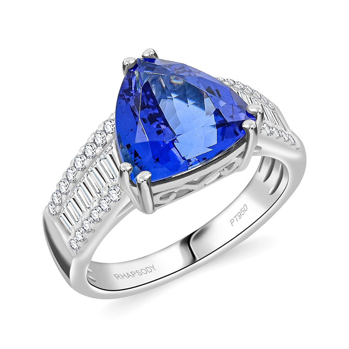Appraised and Certified RHAPSODY 950 Platinum AAAA Tanzanite, White Diamond Ring 5.30  Ct. 7937520 1