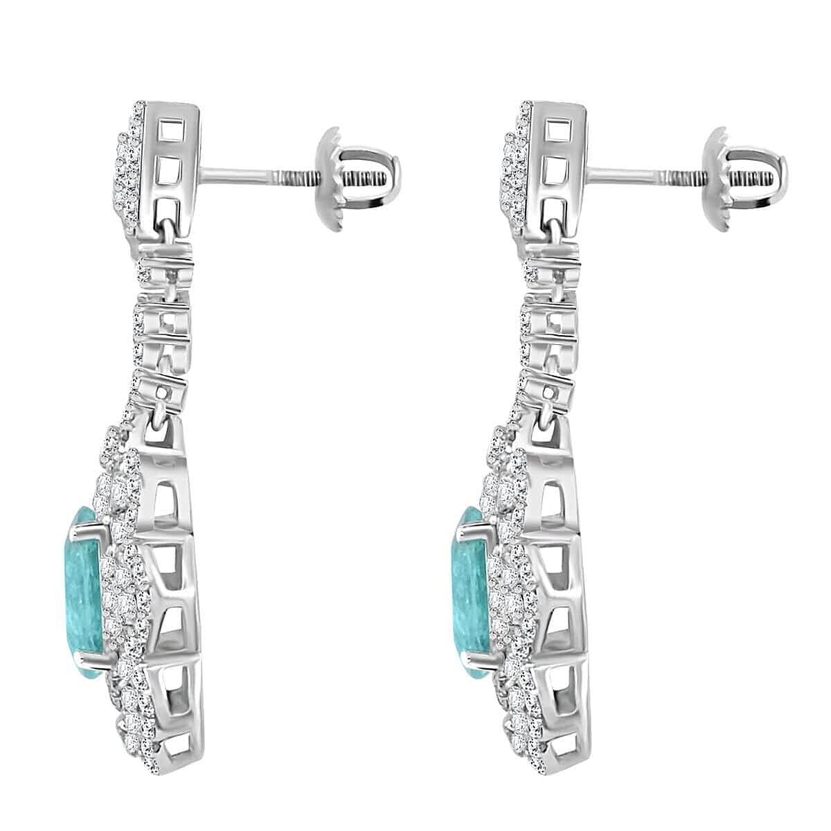 Chairman's Vault Collection Certified &amp; Appraised RHAPSODY AAAA Paraiba Tourmaline, Diamond Floral Earrings in 950 Platinum 5.51 Ct. 7860217 3
