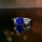 RHAPSODY 950 Platinum AGI Certified AAAA Tanzanite & (VS-E-F) White Diamond Solitaire Ring 2.79 Ct.