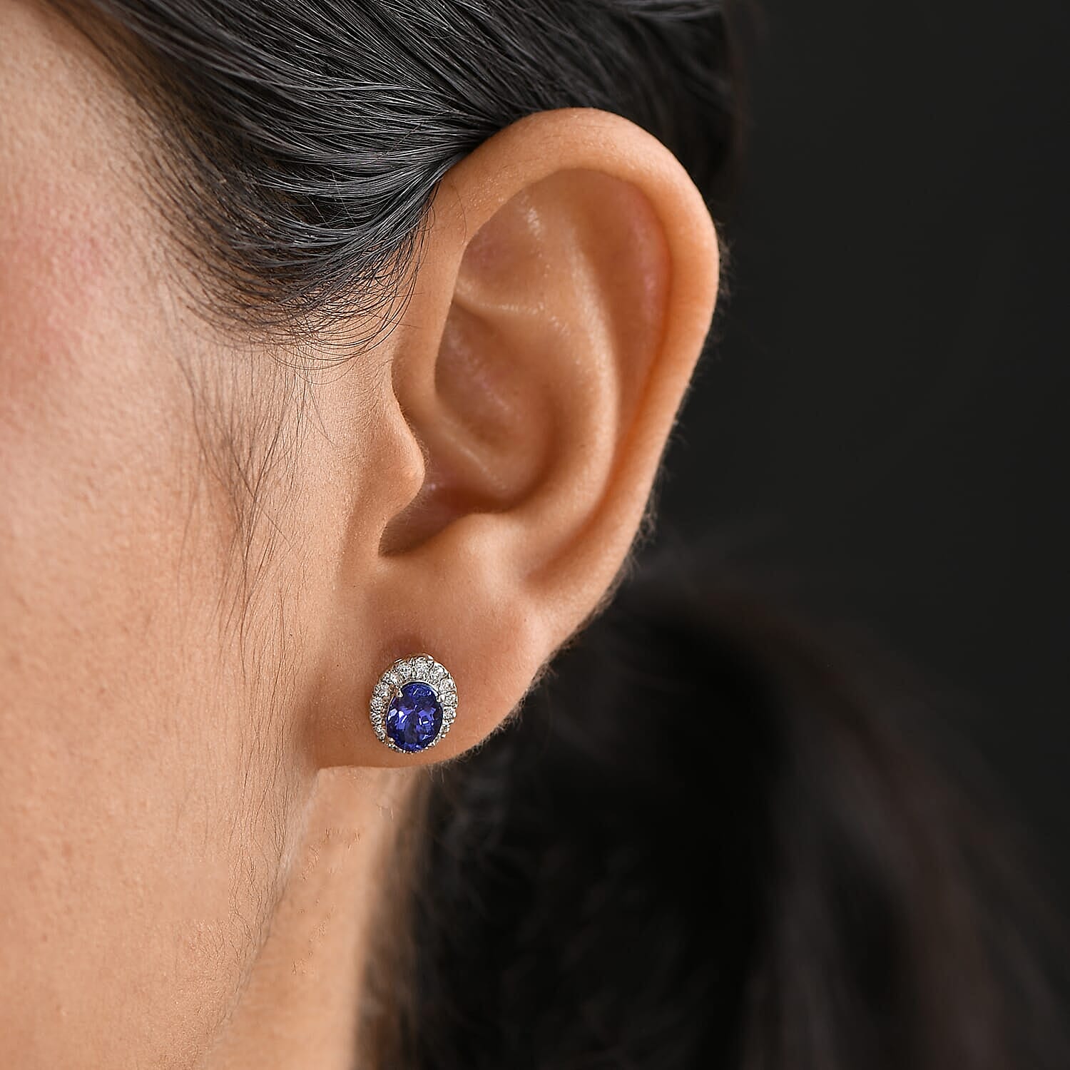 Certified &amp; Appraised RHAPSODY AAAA Tanzanite, White Diamond Halo Push Post Earring in 950 Platinum, (EF, VS) 2.27 Ct. 8094949 4