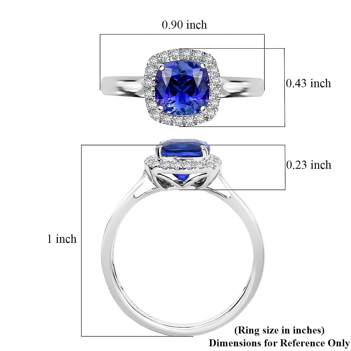 Certified &amp; Appraised RHAPSODY AAAA Tanzanite, White Diamond VS-EF Halo Ring in 950 Platinum,  2.8  Ct. 8094960 8