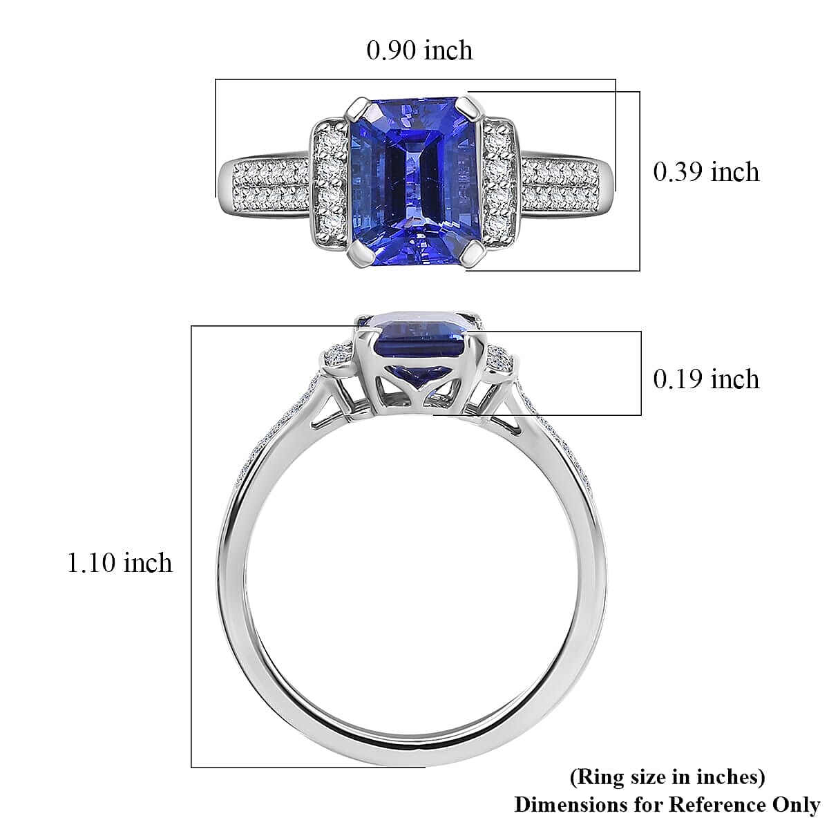 Certified &amp; Appraised RHAPSODY 950 Platinum AAAA Tanzanite, White Diamond VS-EF Ring, 3.10  Ct. 8095002 7