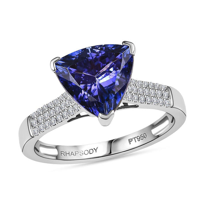 Certified &amp; Appraised RHAPSODY 950 Platinum AAAA Tanzanite, White Diamond VS-EF Ring, 4.16  Ct. 8129265 1
