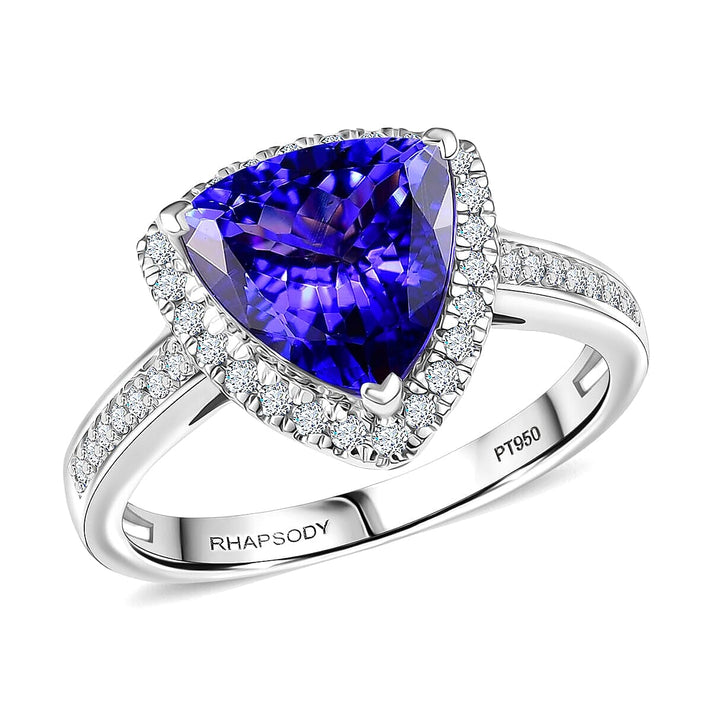 Appraised &amp; Certified RHAPSODY 950 Platinum AAAA Tanzanite, White Diamond VS-EF Ring, 3.98 Ct. 8129370 1