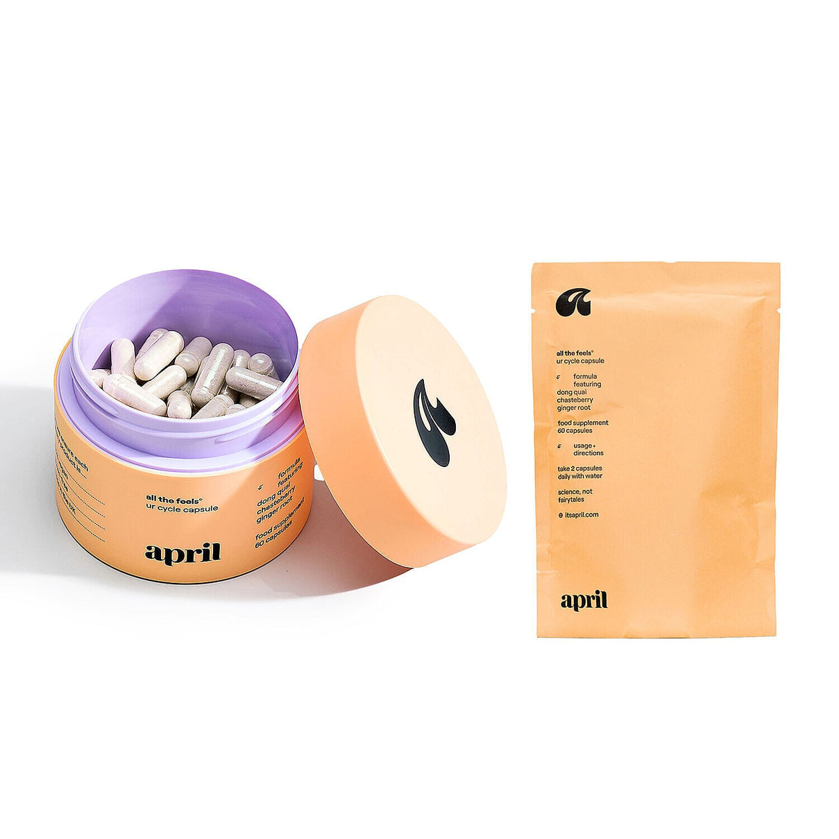 April Supplements All the Feels Bundle (Incl.Ur Cycle Capsule (PMS) 60 Capsules with Refill Paper Pouch 60 Capsules) 7384389 0