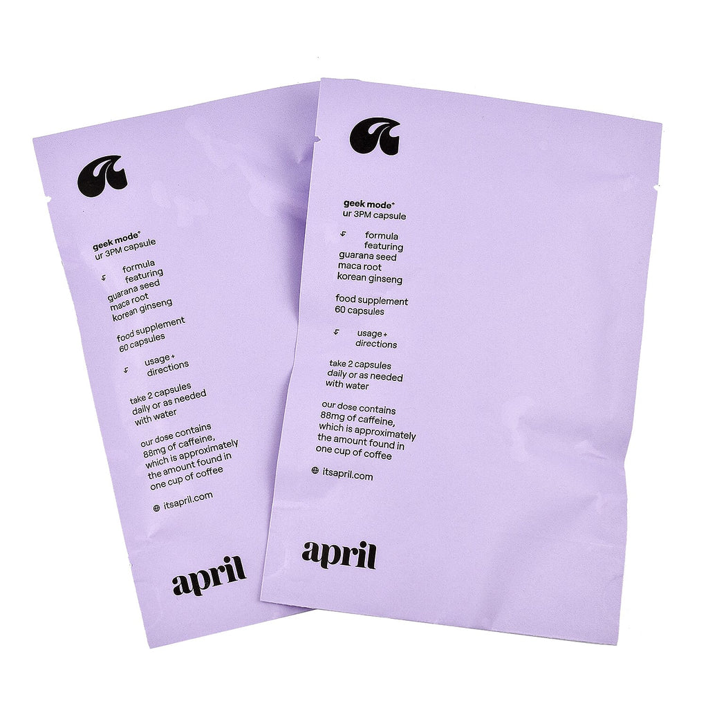 April Supplements Geek Mode Ur 3pm Capsule Focus Refill Paper Pouch 60 Capsules Duo