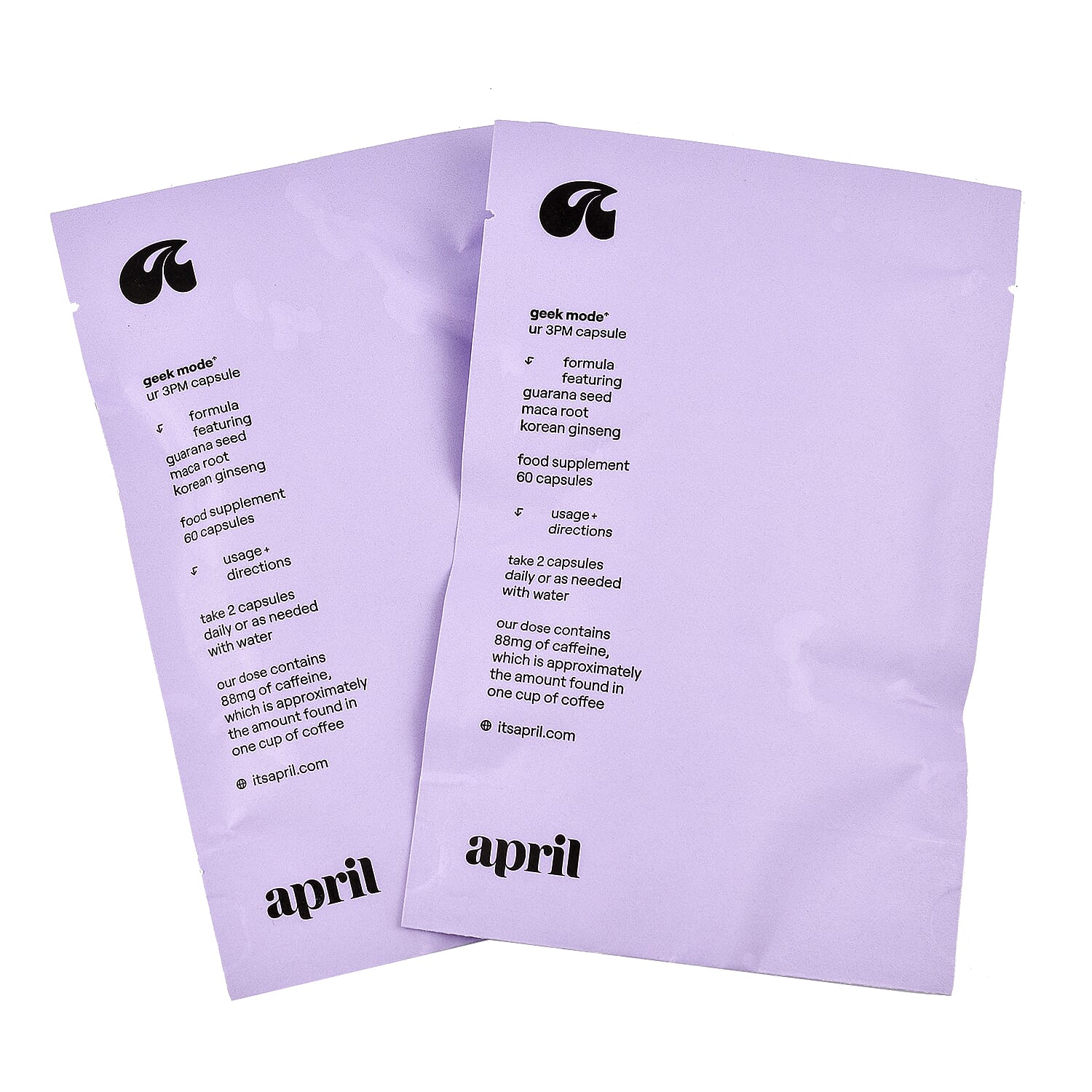 April Supplements Geek Mode Ur 3 pm Capsule Focus Refill Paper Pouch (60 Capsules Duo) 7384661 0
