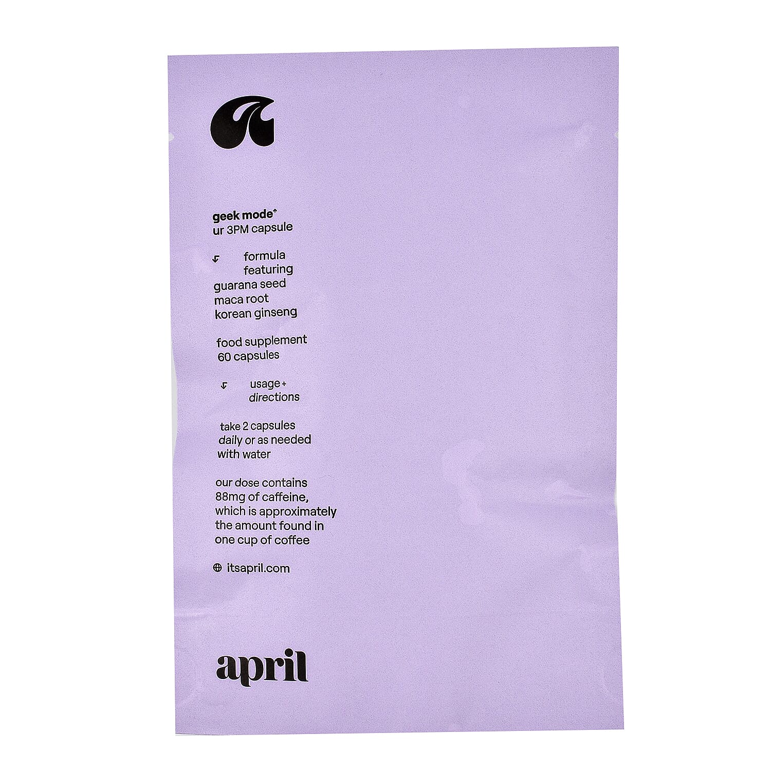 April Supplements Geek Mode Ur 3 pm Capsule Focus Refill Paper Pouch (60 Capsules Duo) 7384661 1