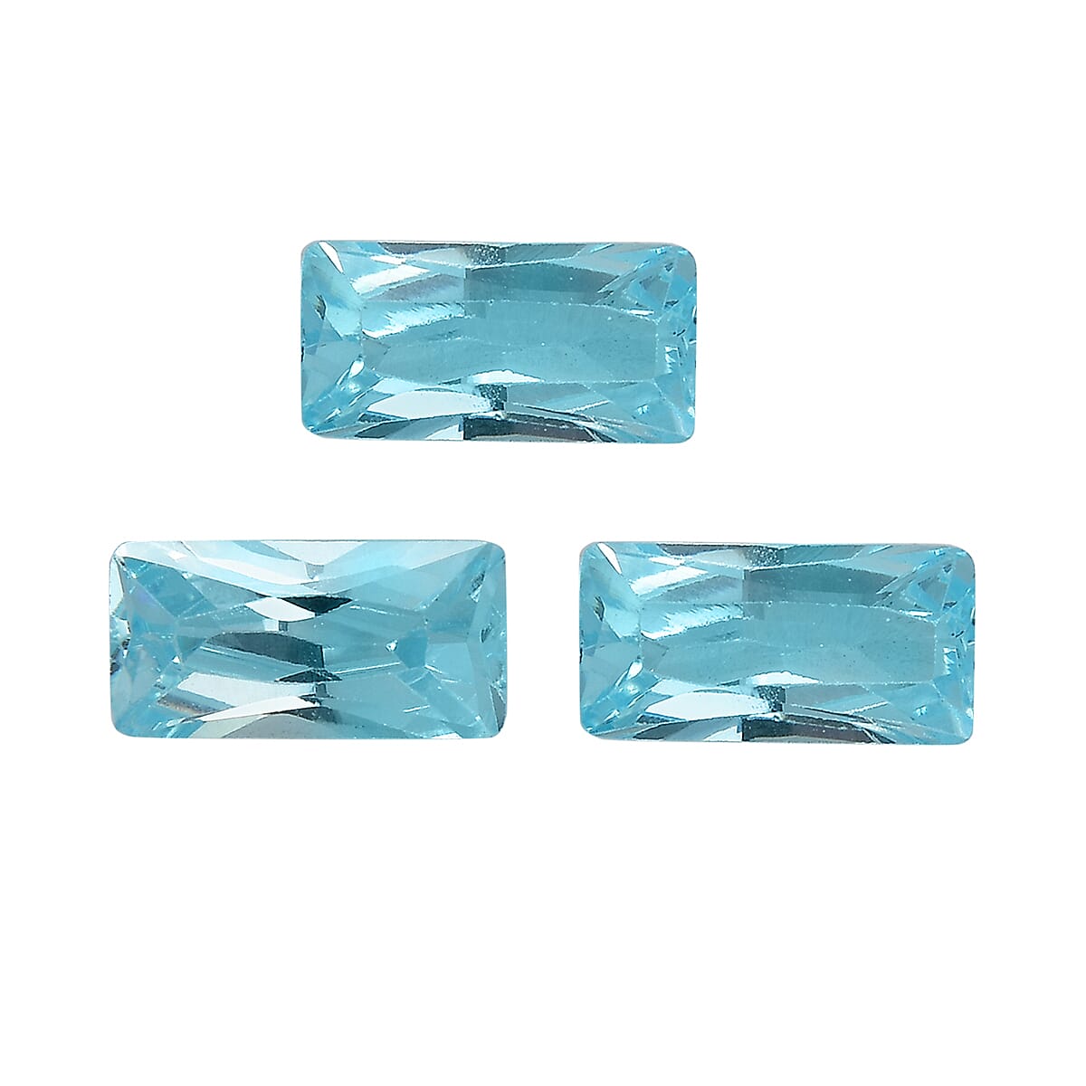 Set of 3 Aqua Cubic Zirconia Loose Gemstones in Baguette Shape 1.64 Ct. 8063736 0