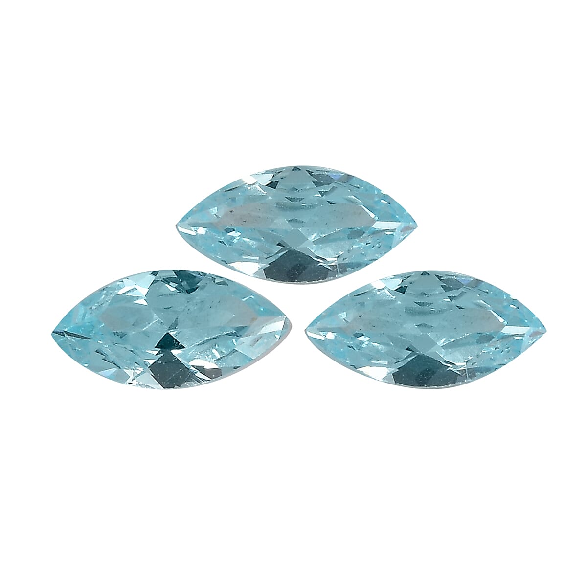Set of 3 Aqua Cubic Zirconia Loose Gemstones in Marquee Shape 0.6 Ct. 8070608 0