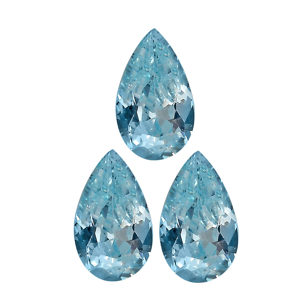 Set of 3 Aqua Cubic Zirconia Loose Gemstones in Pear Shape 0.8 Ct. 8063745 0